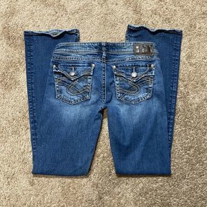 Silver Pioneer Size 29 Boot Cut Flap Pockets Low Rise Women Denim Blue Jean Pant